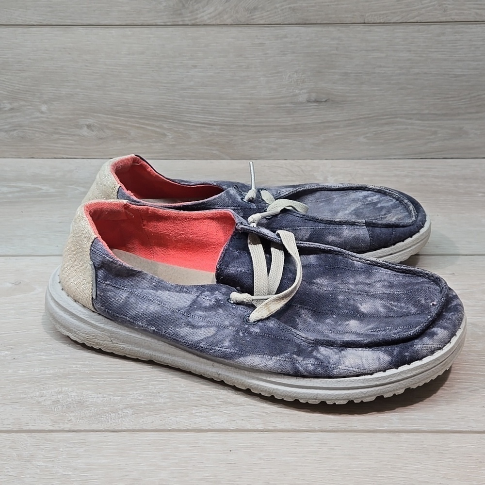 Hey Dude Women Wendy Tie Dye Navy Loafer Slip On Shoes Sz 7